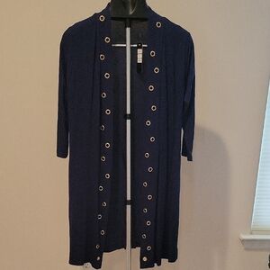 Bellduni Women's Blue Sweater with Eyelet Detailing